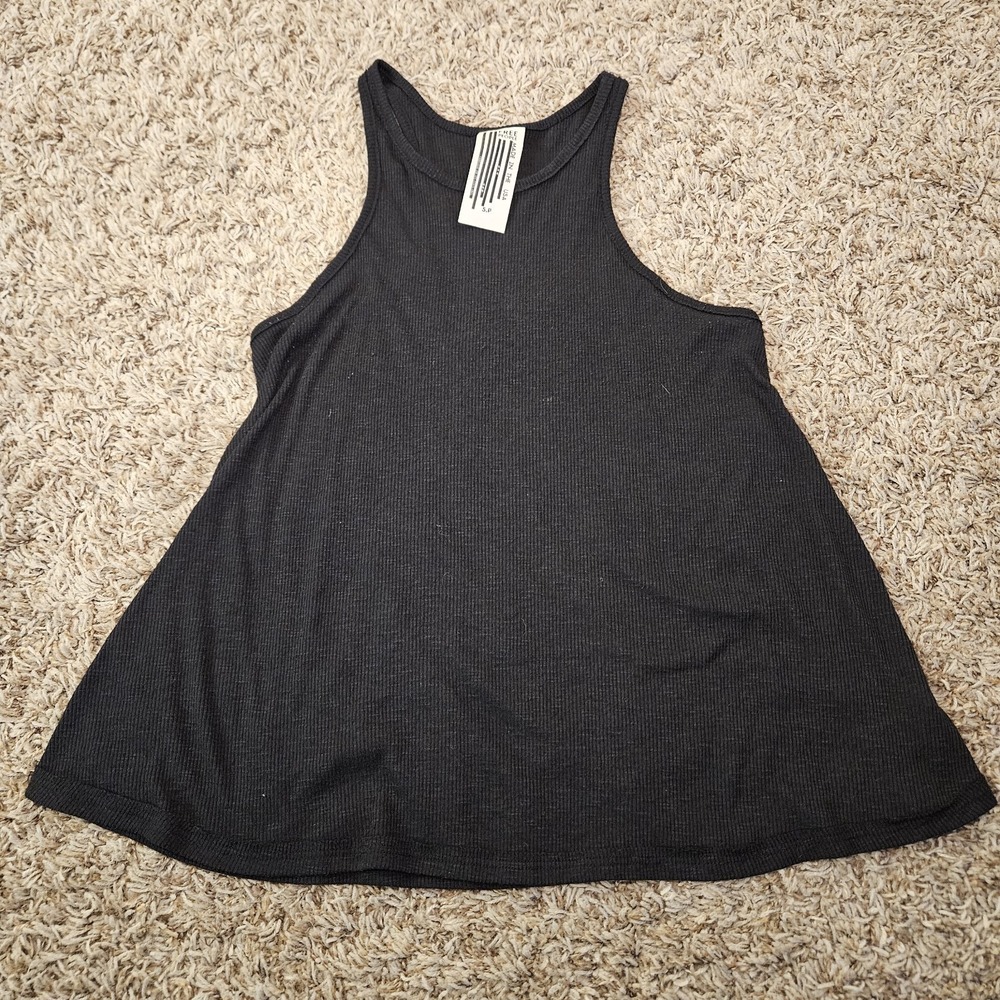 Free People Tank Top Womens Size S Black Sleeveless Pullover Ribbed Made In USA
